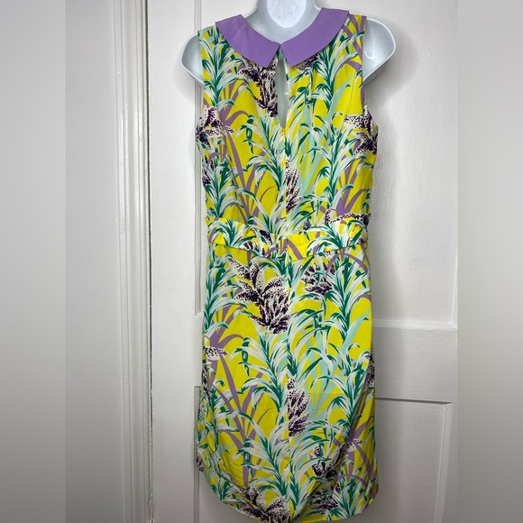 KATE SPADE Peter Pan Collar Floral Yellow and Purple Dress - Picture 10 of 15